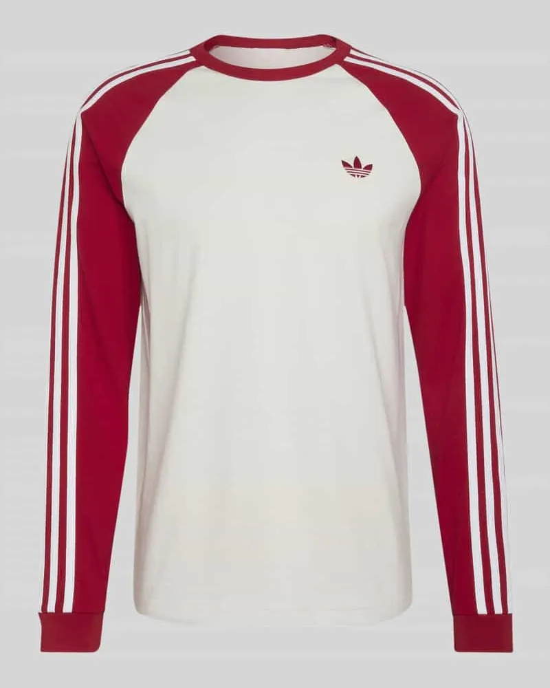 adidas Regular Fit Langarmshirt aus reiner Baumwolle mit Logo-Stitching Offwhite
