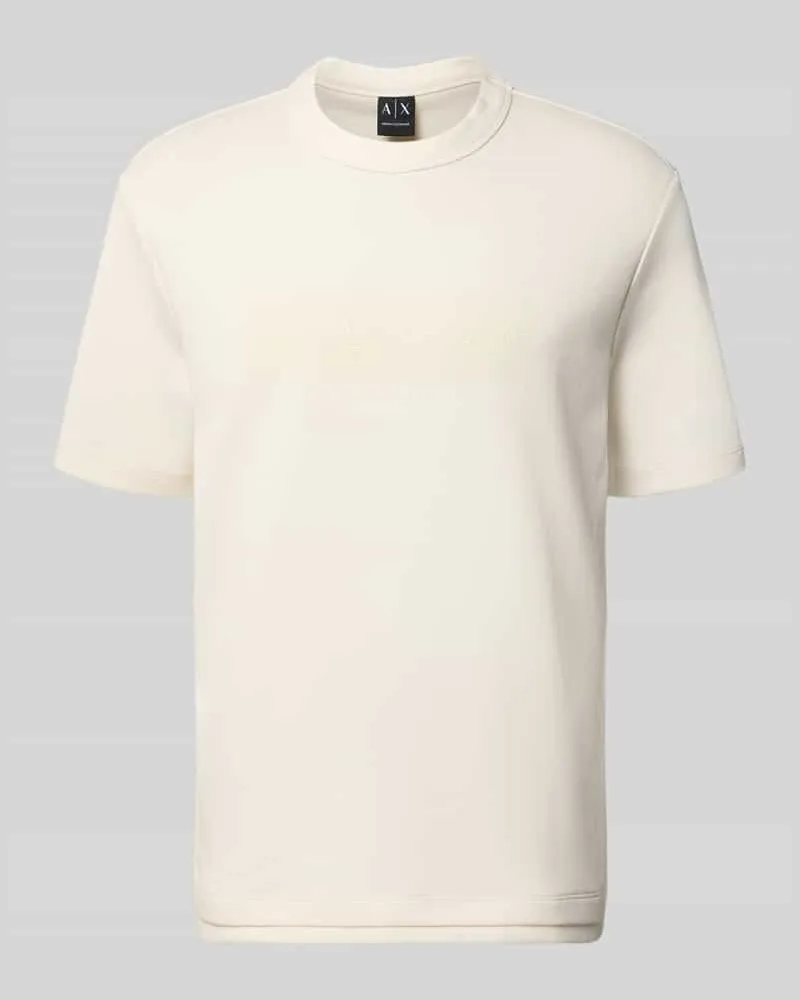 Armani Exchange T-Shirt mit Logo und Rundhalsausschnitt Offwhite
