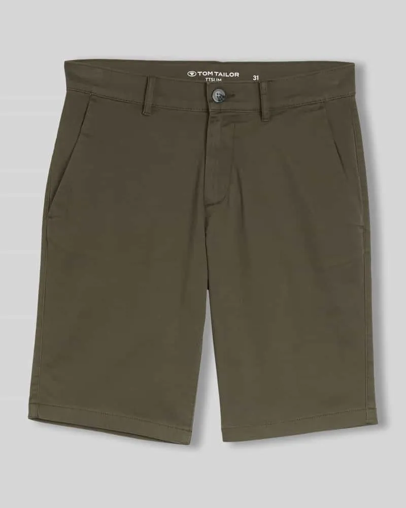 Tom Tailor Regular Fit Bermuda aus reiner Baumwolle Oliv
