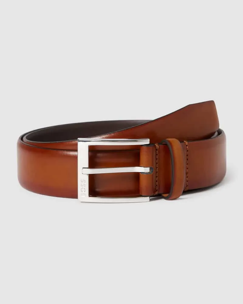 HUGO BOSS Ledergürtel mit Dornschließe Modell 'Elloy Cognac