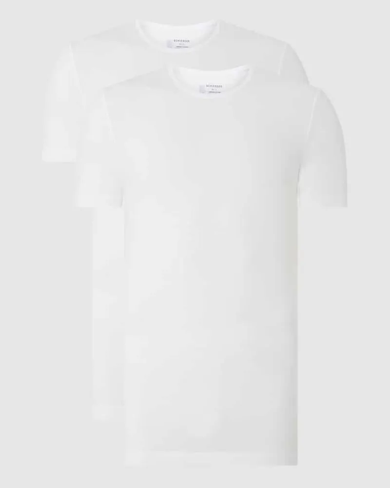 Schiesser T-Shirt mit Stretch-Anteil im 2er-Pack Weiss