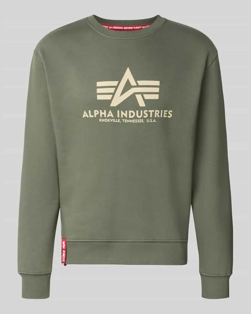 Alpha Industries Regular Fit Sweatshirt aus Baumwoll-Mix mit Logo-Print Oliv