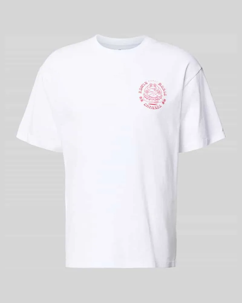 Edwin Jeans T-Shirt aus reiner Baumwolle Modell 'MUSIC CHANNEL Weiss