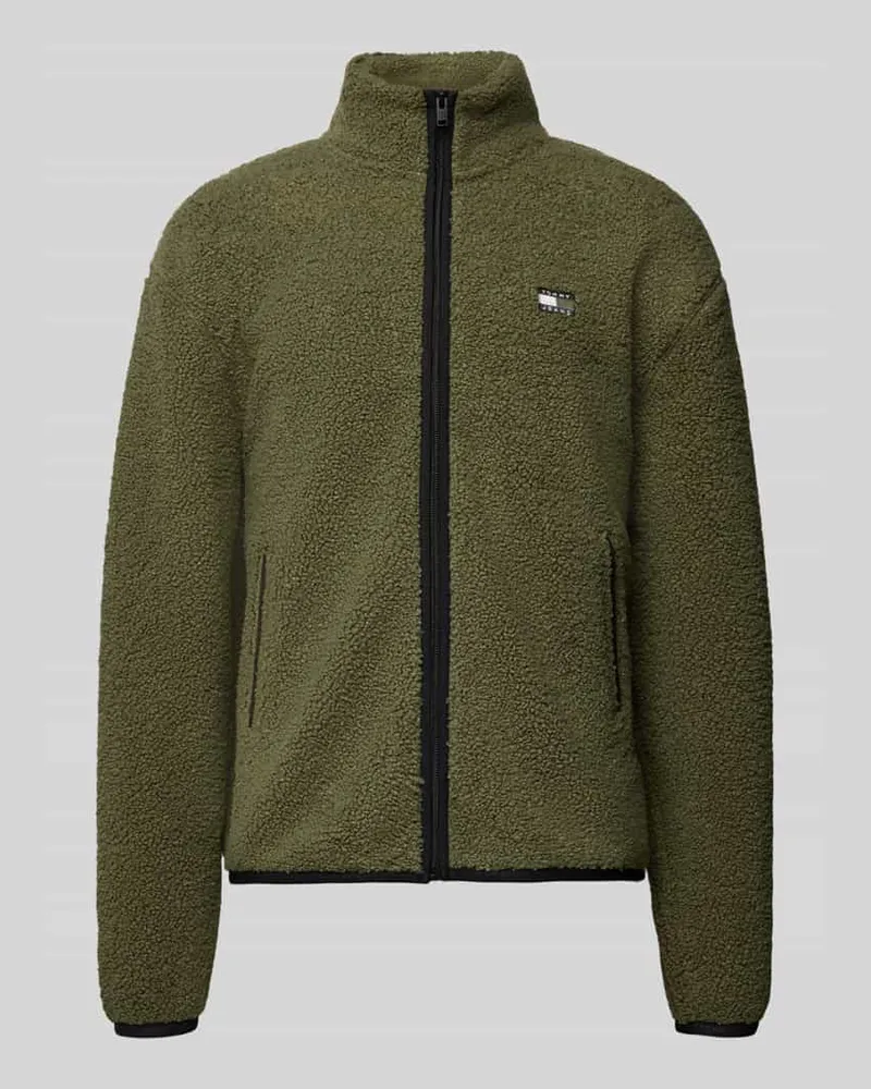 Tommy Hilfiger Relaxed Fit Fleecejacke in Teddyfleece-Optik Oliv