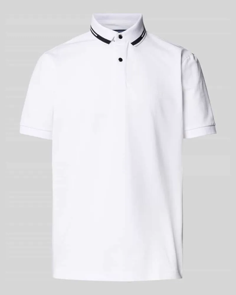 Christian Berg Poloshirt mit kurzer Knopfleiste und Logo-Print 