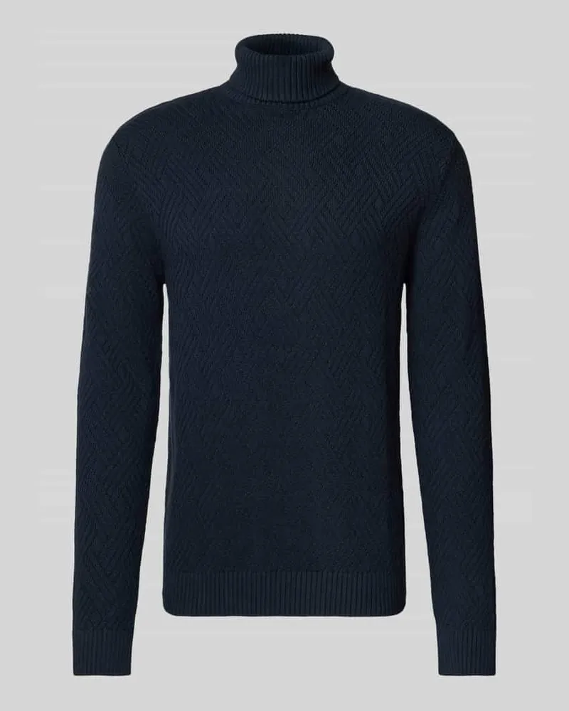 Selected Homme Regular Fit Rollkragenpullover aus reiner Baumwolle Modell 'TREVOR Blau