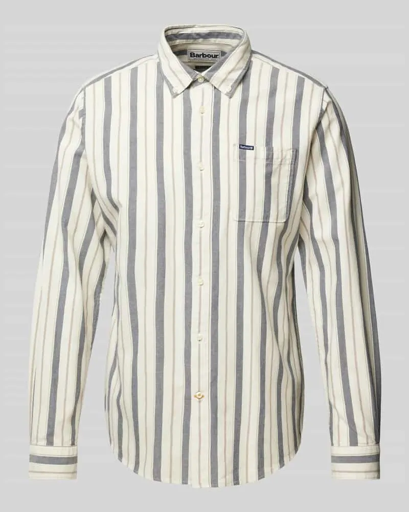 Barbour Freizeithemd mit Knopfleiste Offwhite