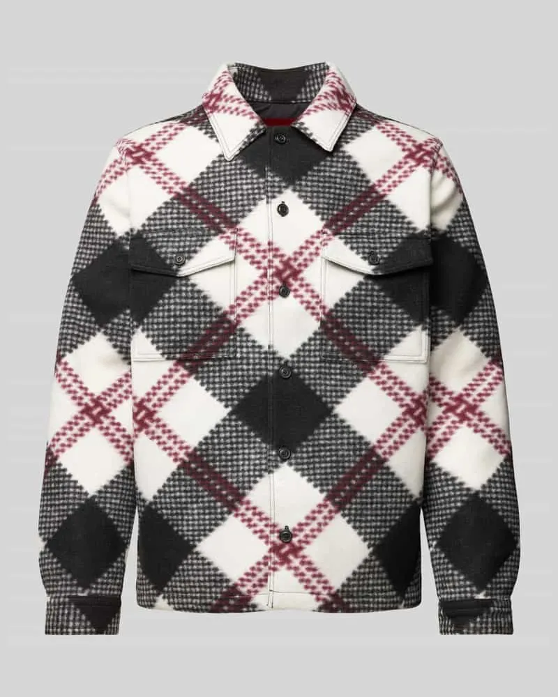 HUGO BOSS Regular Fit Hemdjacke mit Brusttaschen Modell 'Enalu Offwhite