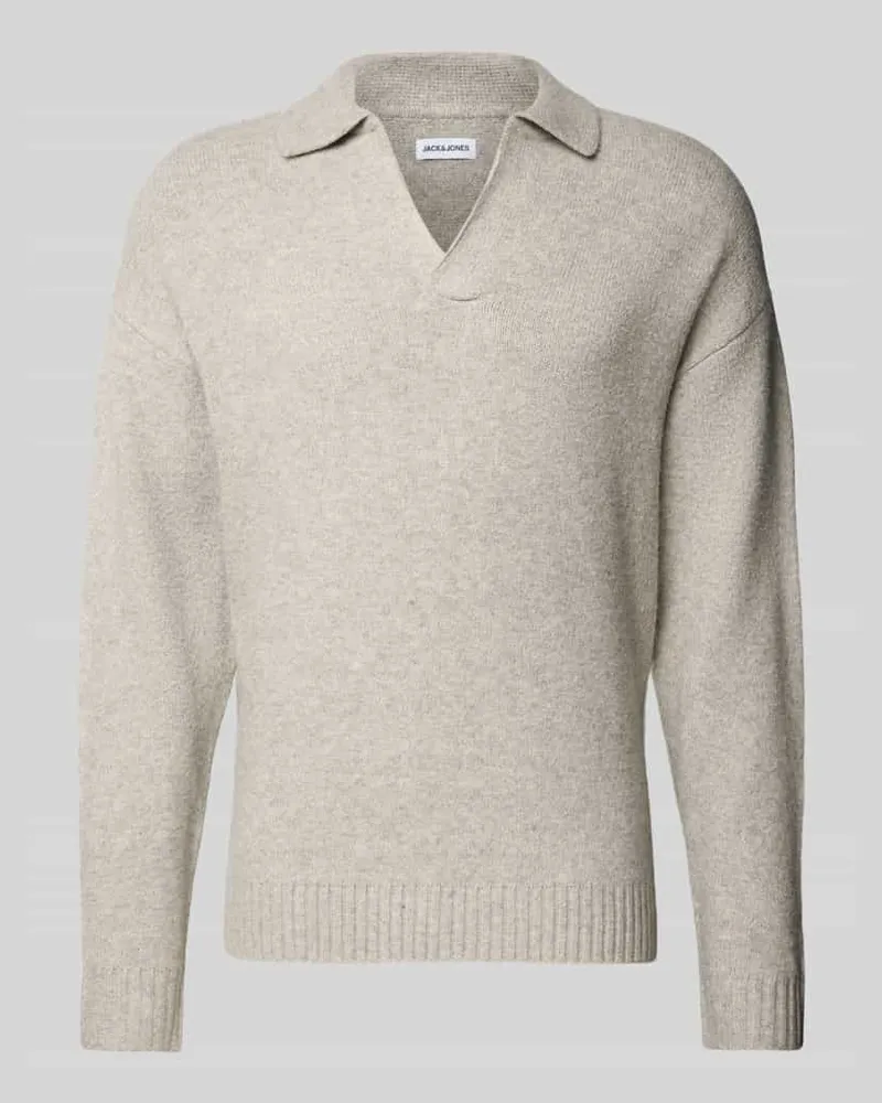 Jack & Jones Strickpullover mit V-Ausschnitt Modell 'SOHO Hellgrau