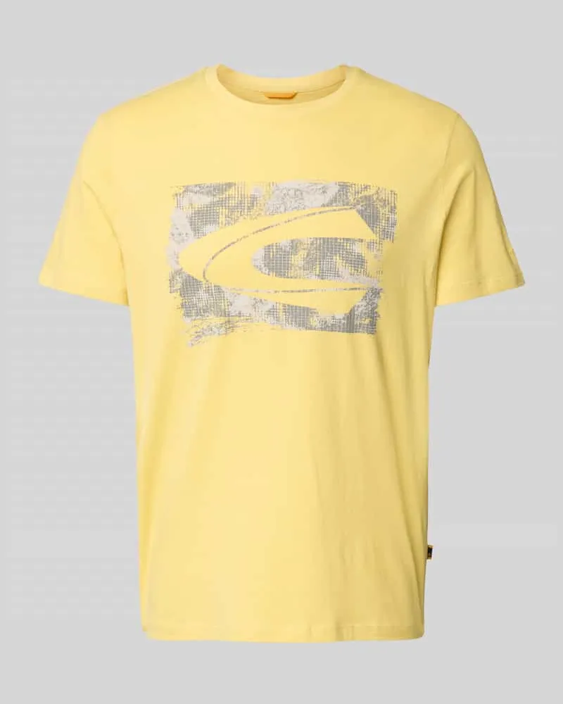 Camel Active T-Shirt mit Logo und Rundhalsausschnitt Pastellgelb