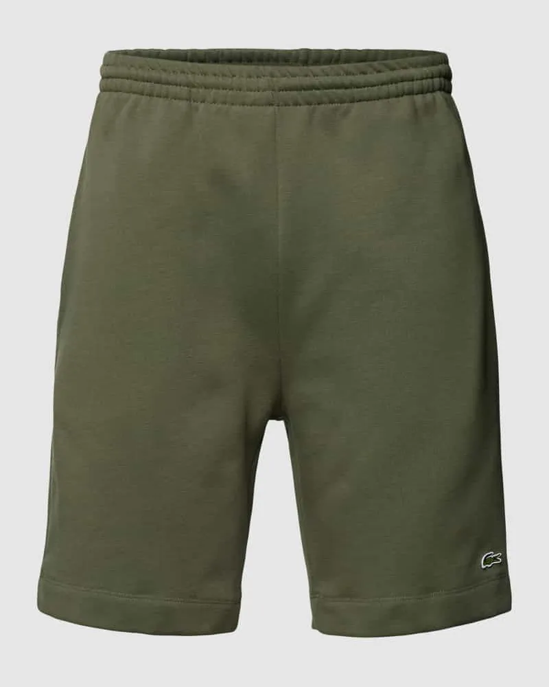 Lacoste Regular Fit Shorts mit elastischem Bund Oliv