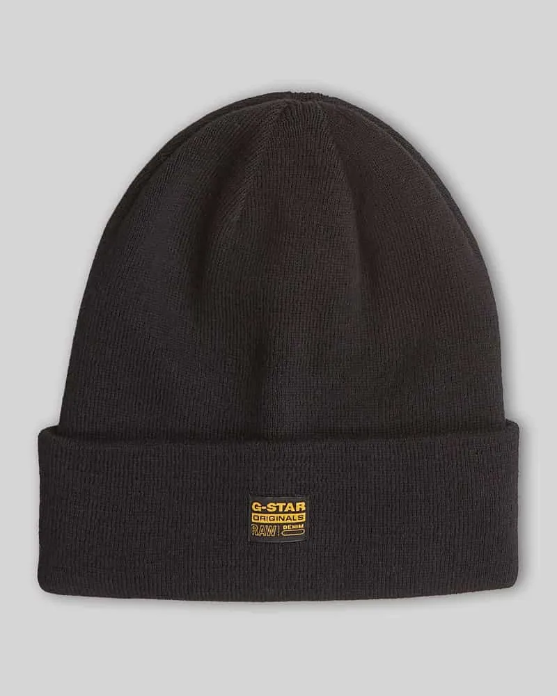 G-STAR RAW Mütze mit Label-Patch Modell 'Effo Long Black