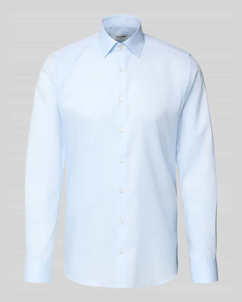 Olymp Slim Fit Business-Hemd mit Strukturmuster und Kentkragen Bleu