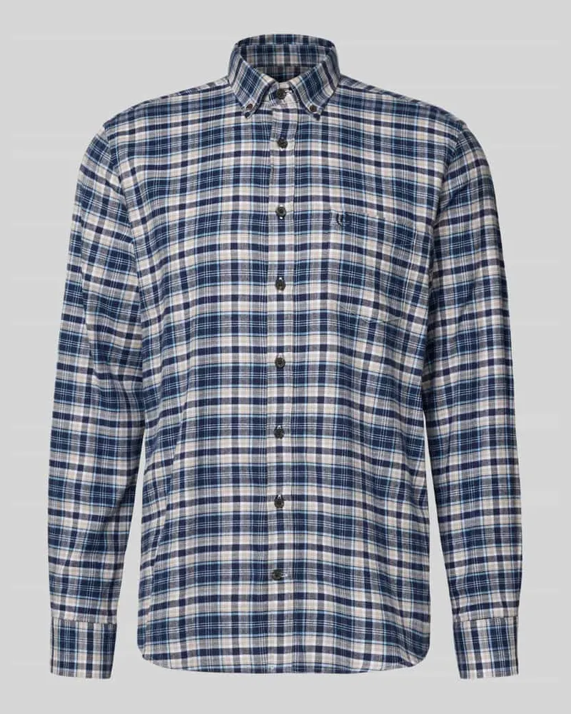 Bugatti Freizeithemd mit Knopfleiste Marine