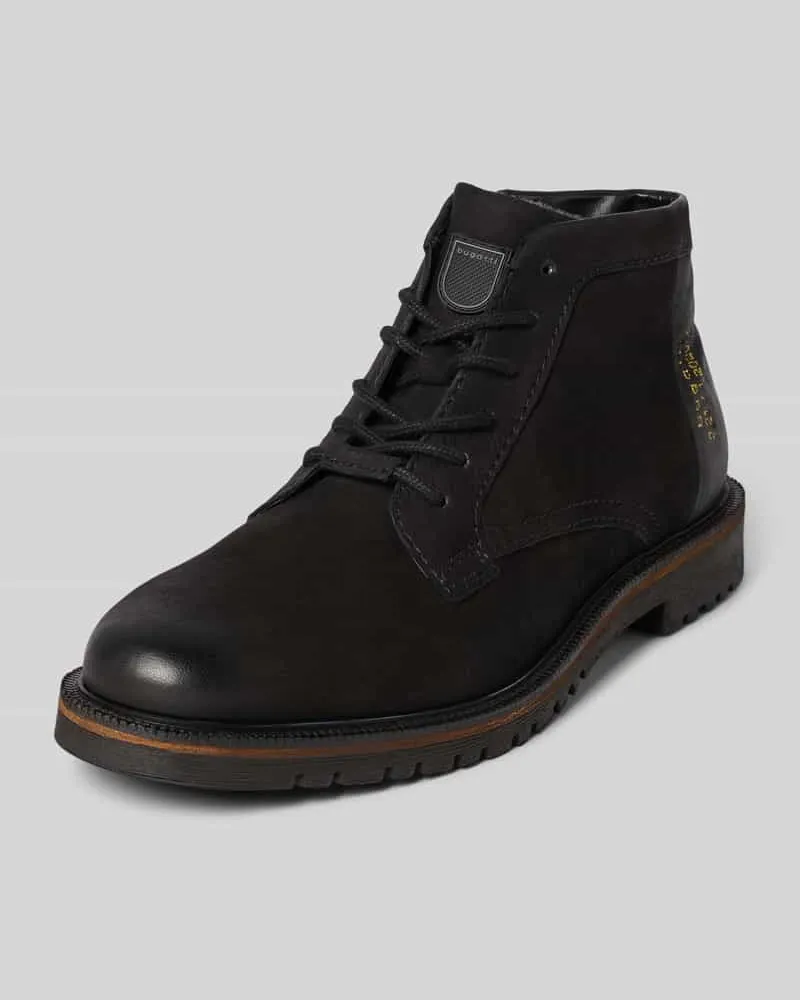 Bugatti Schnürstiefel mit Logo-Print Modell 'Seve Black