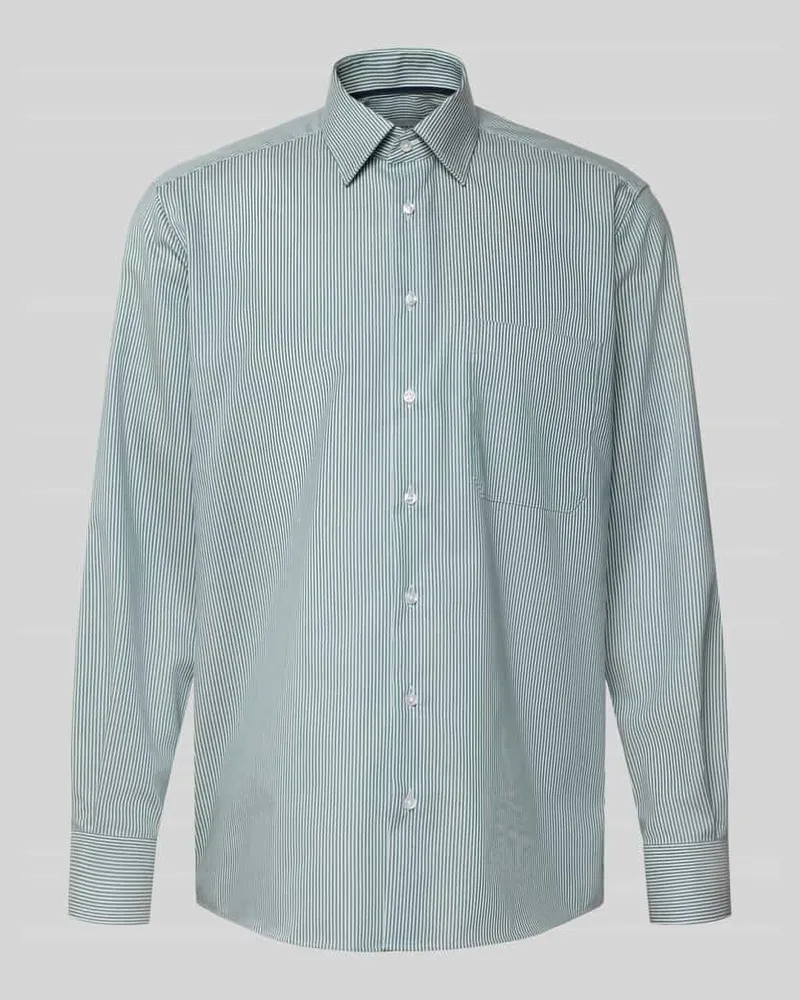 Eterna Comfort Fit Business-Hemd aus Baumwolle mit Kentkragen Gruen