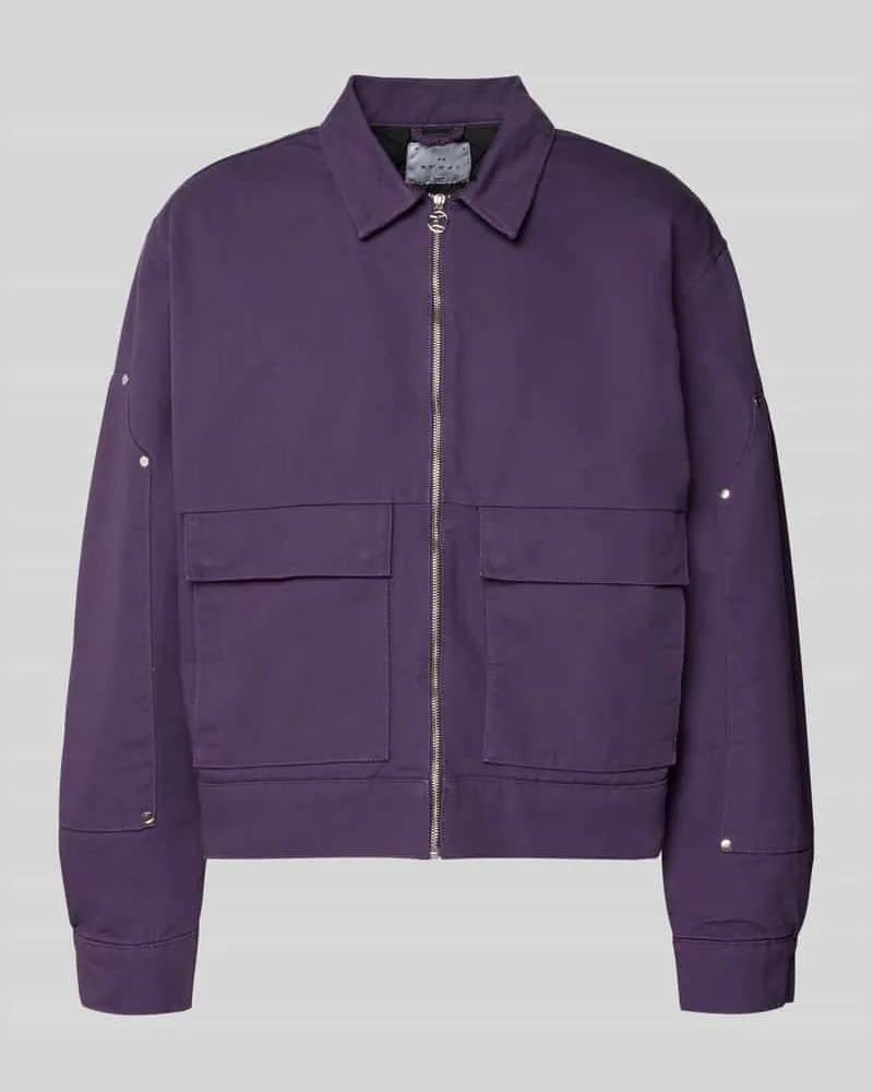 Edwin Jeans Jacke aus Wolle mit Pattentaschen Modell 'DOGMA WORK JACKET Lila