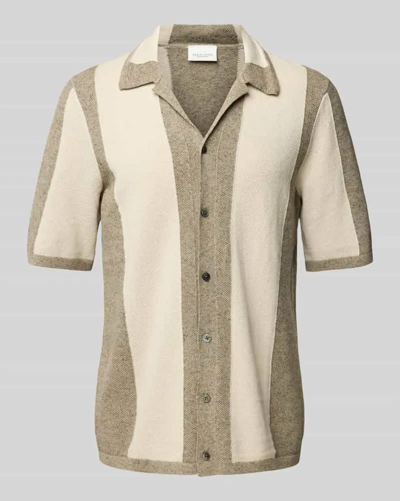 Profuomo Regular Fit Freizeithemd aus Baumwoll-Leinen-Mix Beige