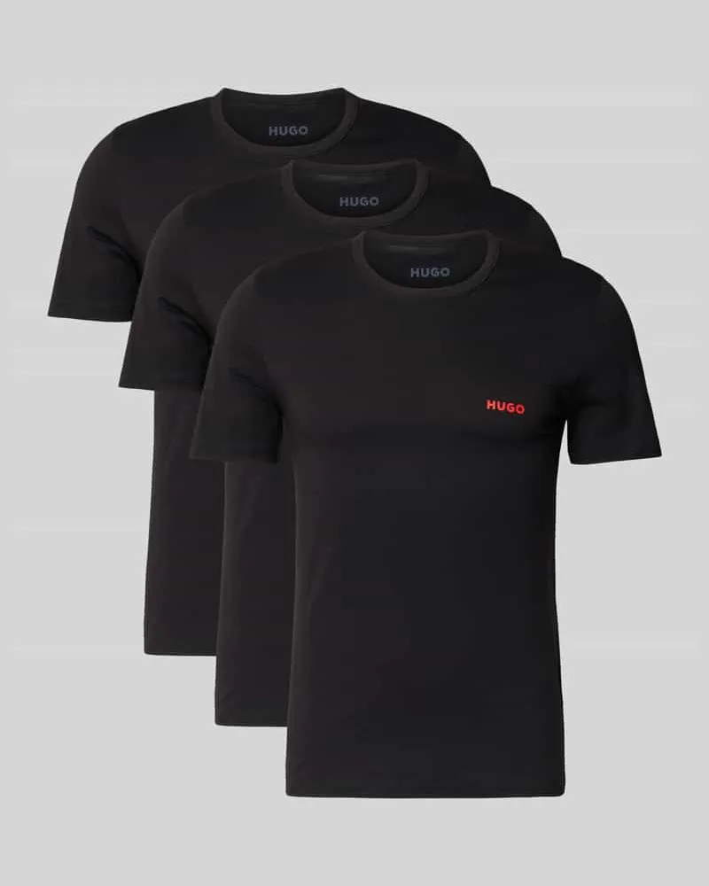 HUGO BOSS T-Shirt mit Label-Print im 3er-Pack Black