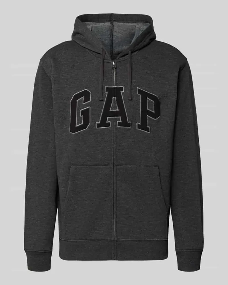 GAP Sweatjacke mit Logo und Känguru-Tasche Dunkelgrau
