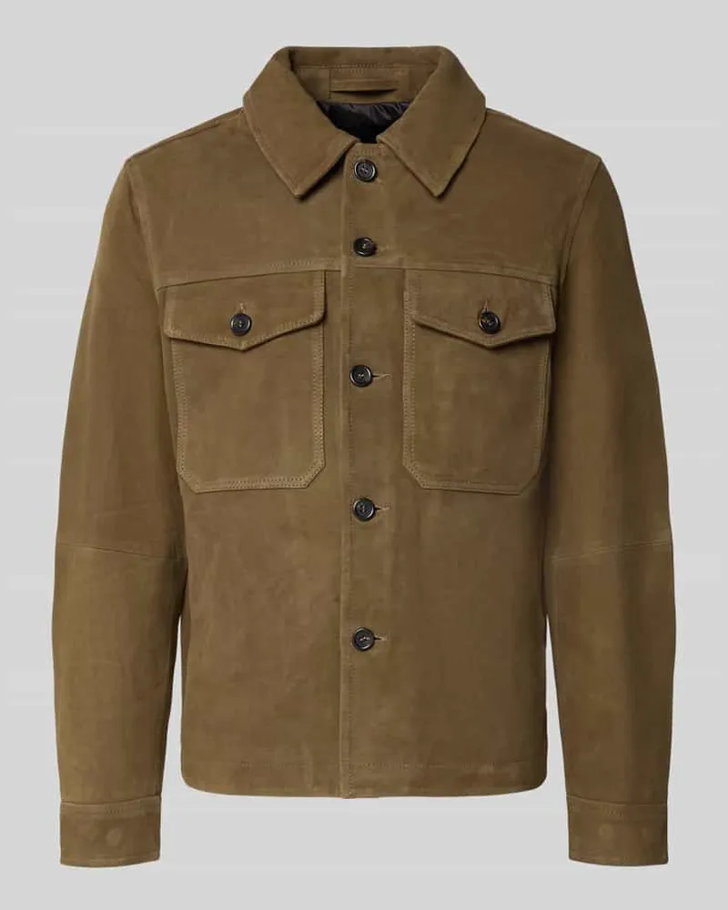 Selected Regular Fit Lederjacke aus echtem Ziegenleder Modell 'THOM Mud