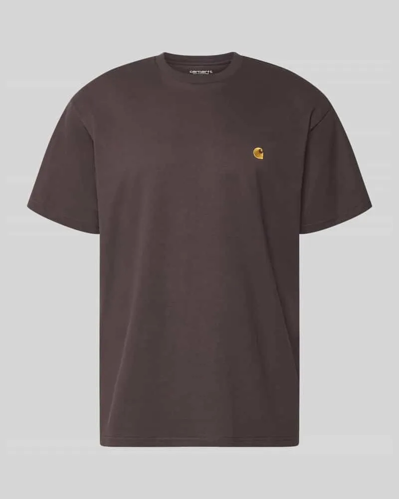 Carhartt WIP Regular Fit T-Shirt mit Logo-Stitching Modell 'Chase Dunkelbraun