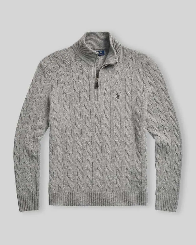 Ralph Lauren Regular Fit Troyer aus Woll-Kaschmir-Mix Hellgrau