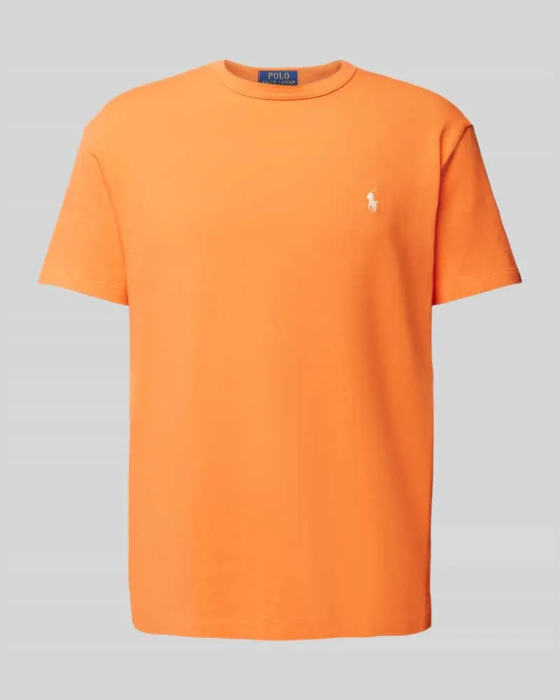 Ralph Lauren Custom Slim Fit T-Shirt aus reiner Baumwolle mit Label-Stitching Orange