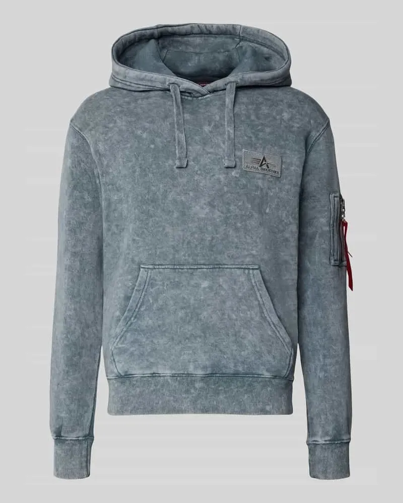 Alpha Industries Relaxed Fit Hoodie aus Baumwoll-Mix mit Logo-Patch Jeansblau