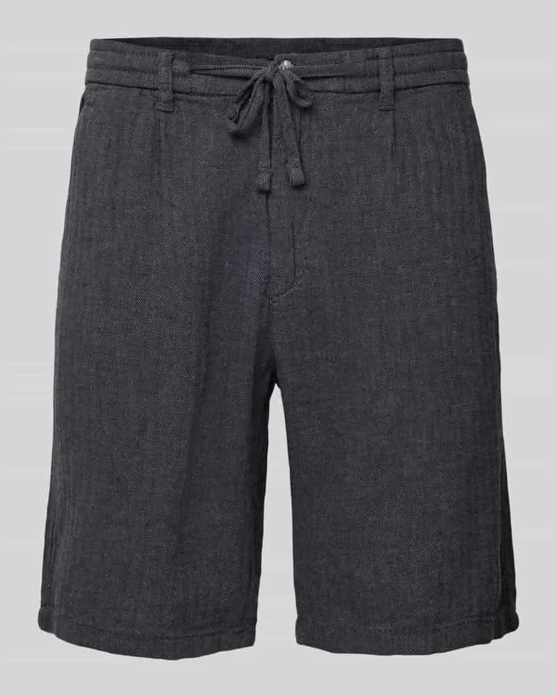 Lindbergh Regular Fit Bermudas aus Baumwoll-Leinen-Mix Black