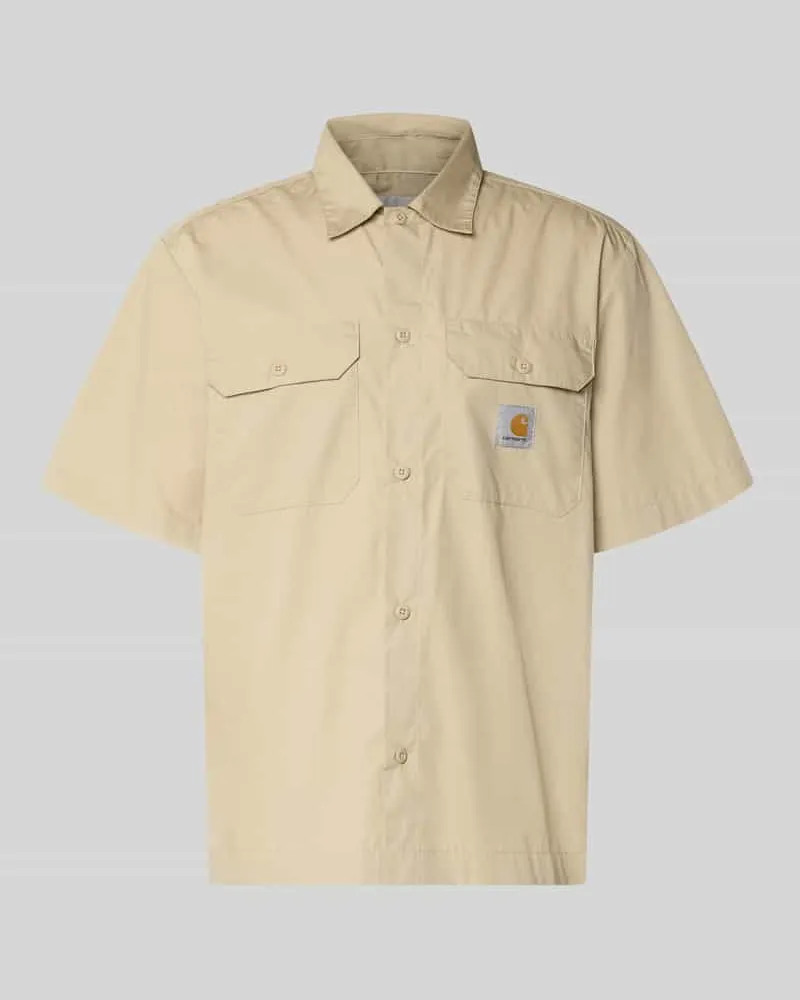 Carhartt WIP Relaxed Fit Freizeithemd mit Kentkragen und Label-Detail Beige