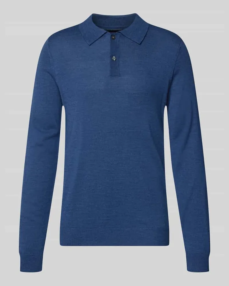 Christian Berg Regular Fit Poloshirt aus Woll-Mix Jeansblau