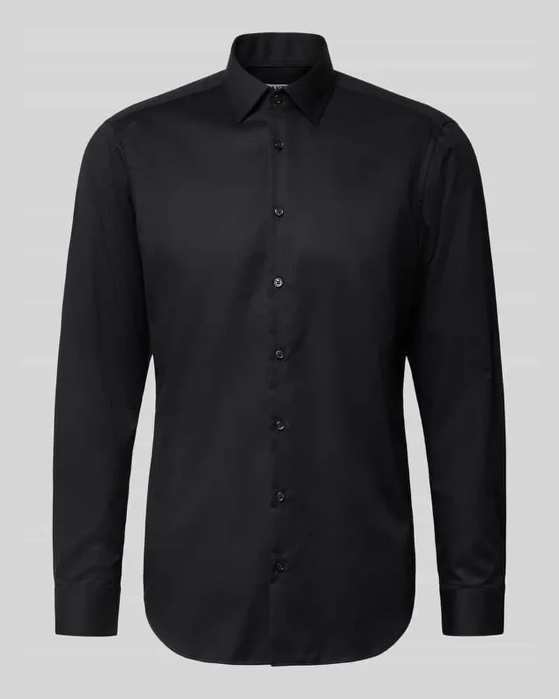 JAKE*S Regular Fit Business Hemd aus Baumwolle mit Kentkragen Black