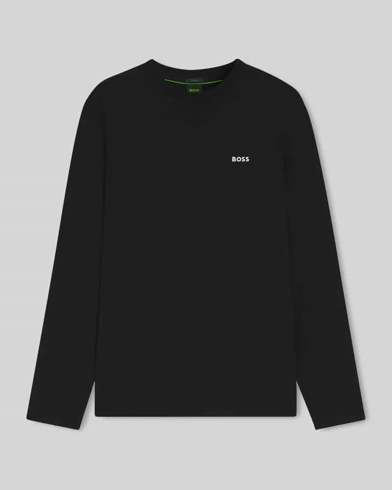HUGO BOSS Langarmshirt mit Logo-Schriftzug Black