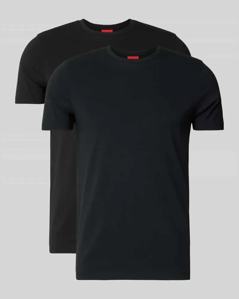 HUGO BOSS T-Shirt mit Logo-Print im 2er-Pack Modell '-Round Black