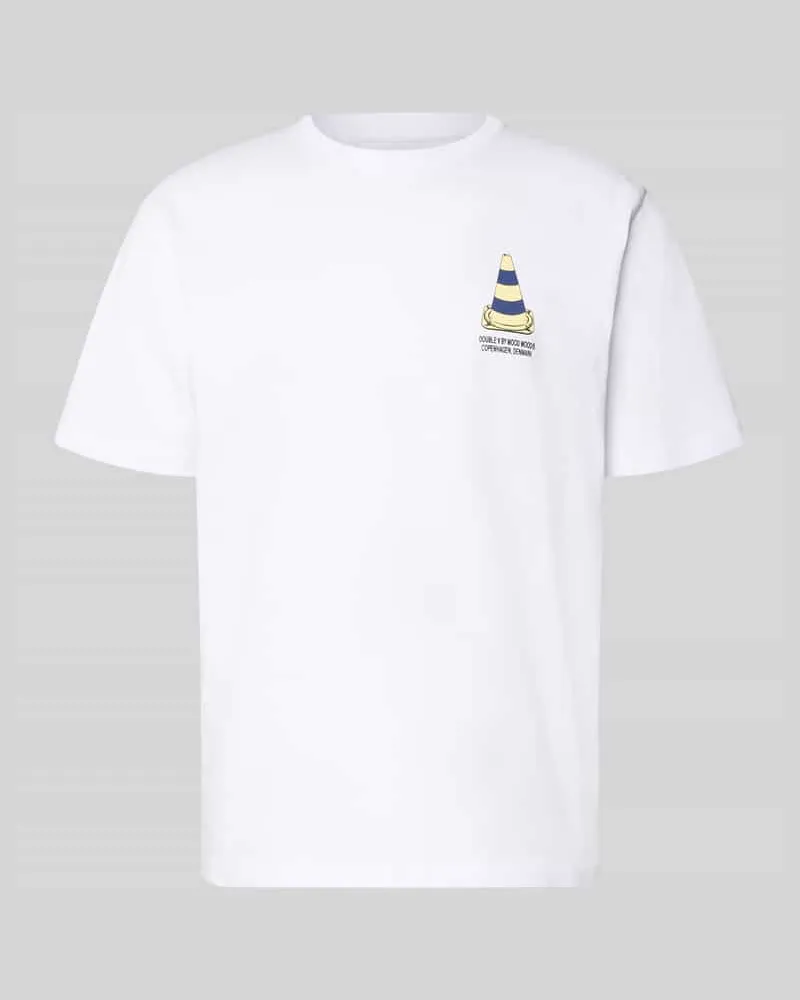 Wood Wood T-Shirt mit rückseitigem Motiv- und Logo-Print Weiss