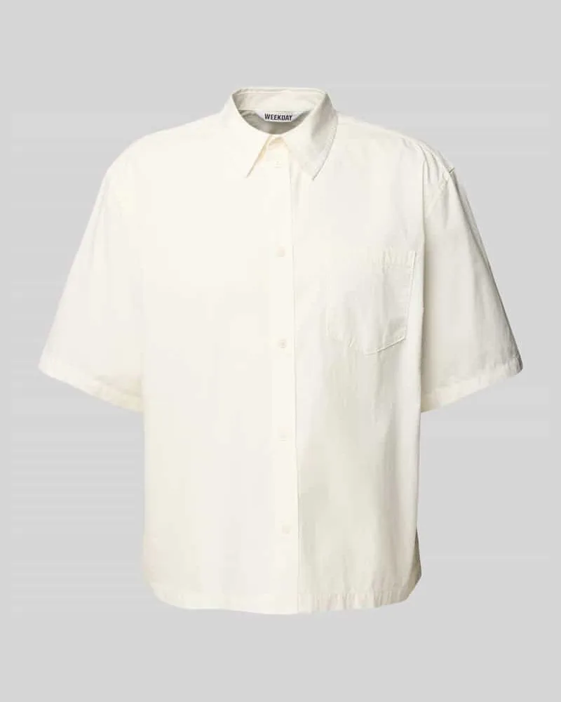 Weekday Freizeithemd mit Knopfleiste Modell 'Franco Offwhite