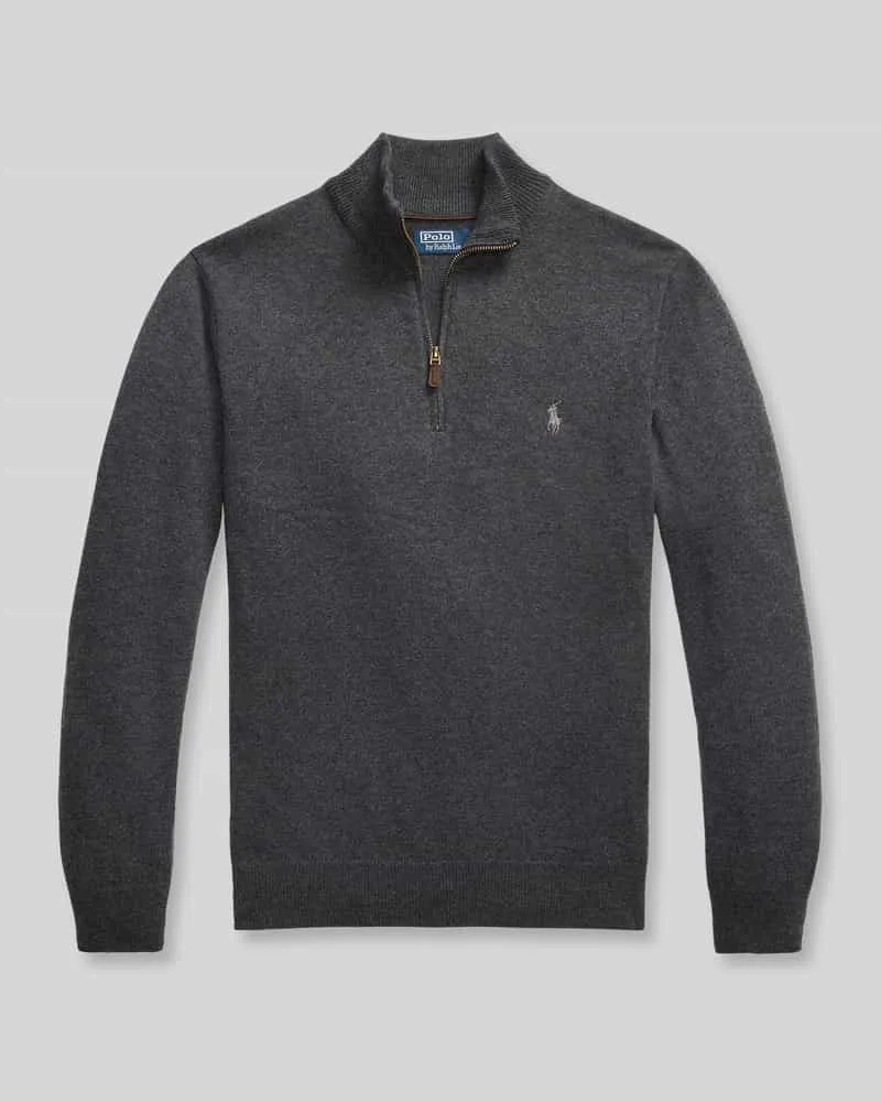 Ralph Lauren Regular Fit Troyer aus reiner Wolle Anthrazit