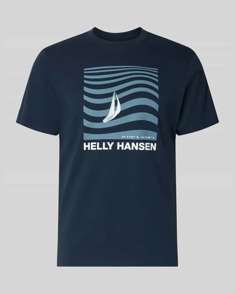 Helly Hansen T-Shirt mit Logo- und Motiv-Print Modell 'SHORELINE Marine