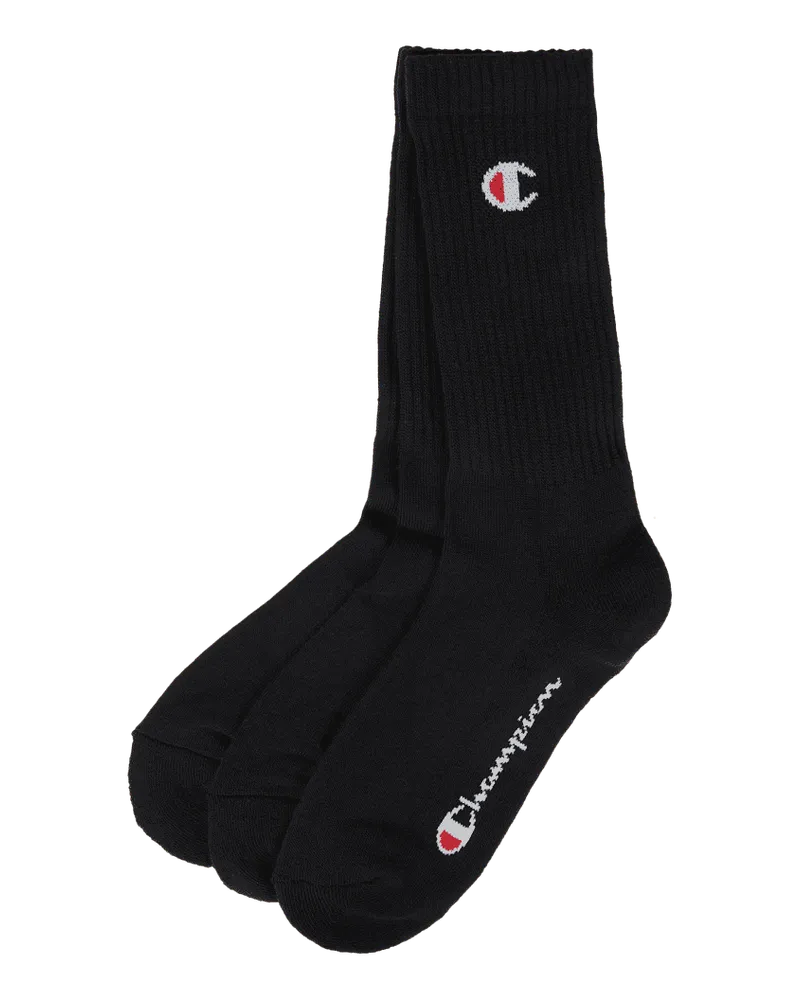 Champion Socken mit Label-Detail im 3er-Pack Modell 'Crew Socks Black