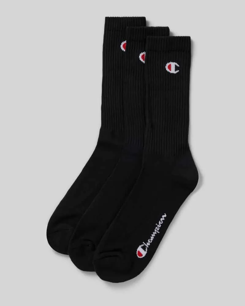 Champion Socken mit Label-Detail im 3er-Pack Modell 'Crew Socks Black