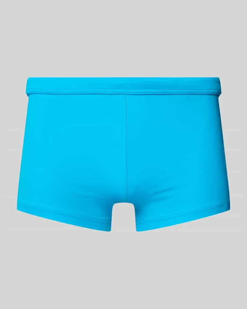 HOM Slim Fit Badeshorts mit Label-Patch Modell 'SEA LIFE Tuerkis