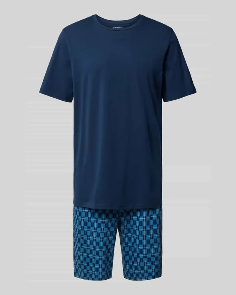 Schiesser Pyjama mit geripptem Rundhalsausschnitt 