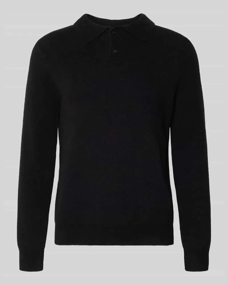 forét Poloshirt mit gerippten Abschlüssen Black