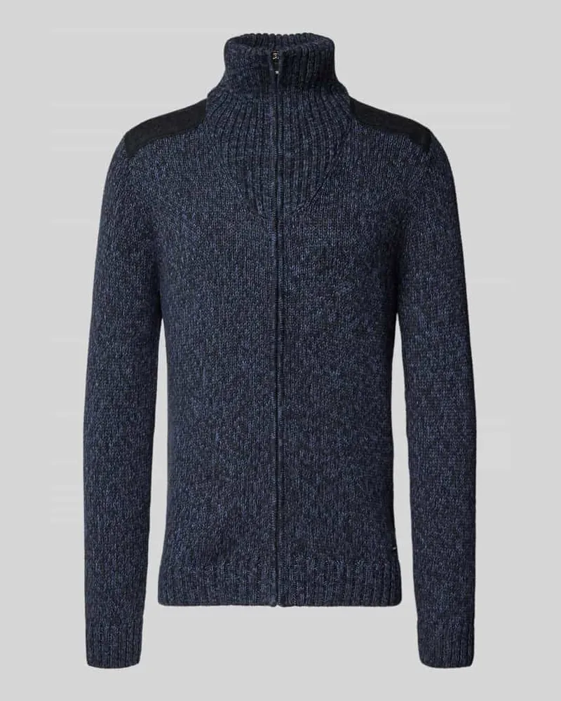 Ragman Strickjacke mit gerippten Abschlüssen Marine