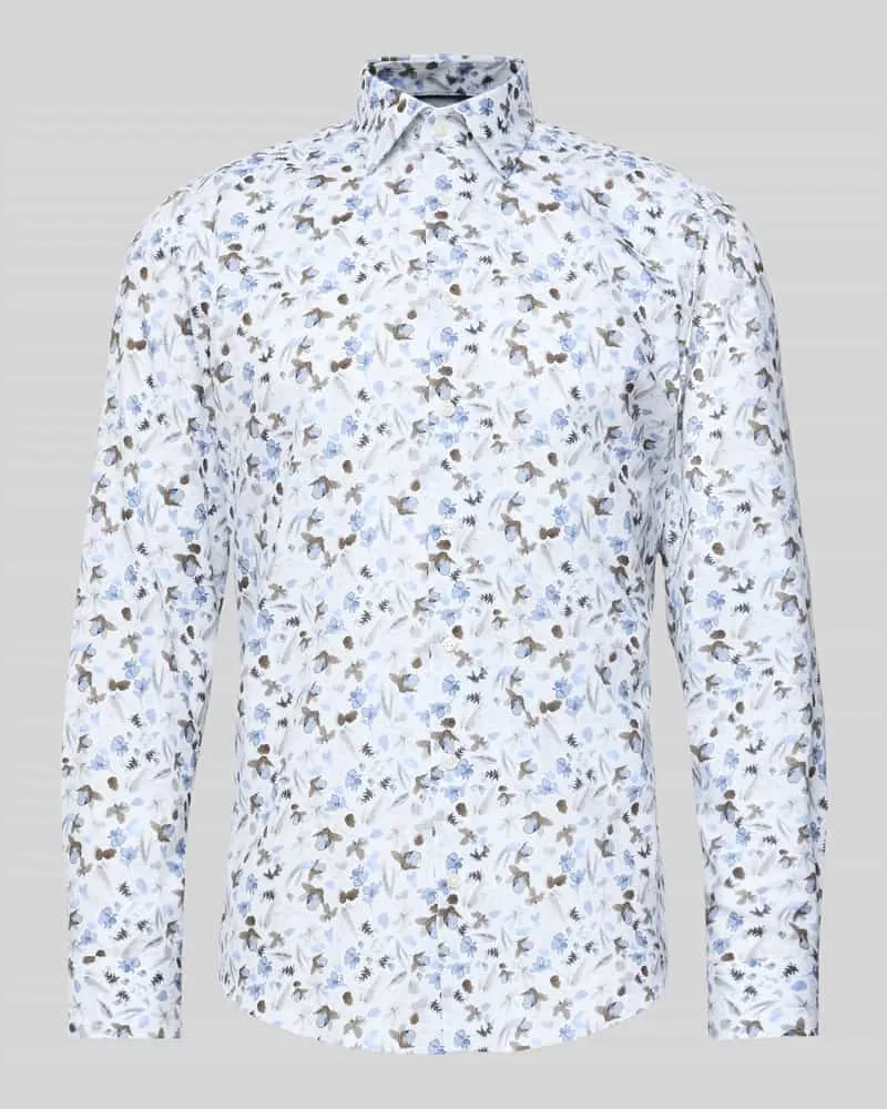 Christian Berg Regular Fit Business Hemd aus Baumwolle mit Kentkragen Weiss