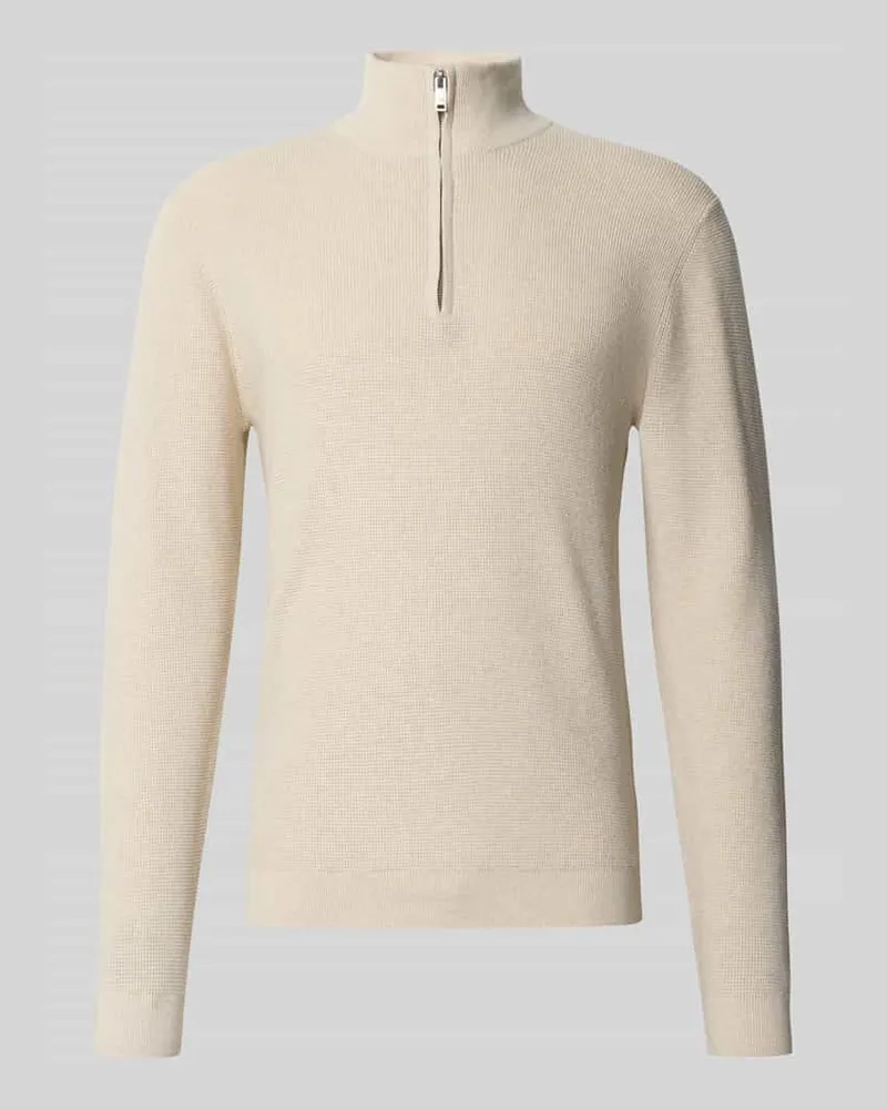 Matinique Strickpullover mit Troyer-Kragen Modell 'lagoon Offwhite