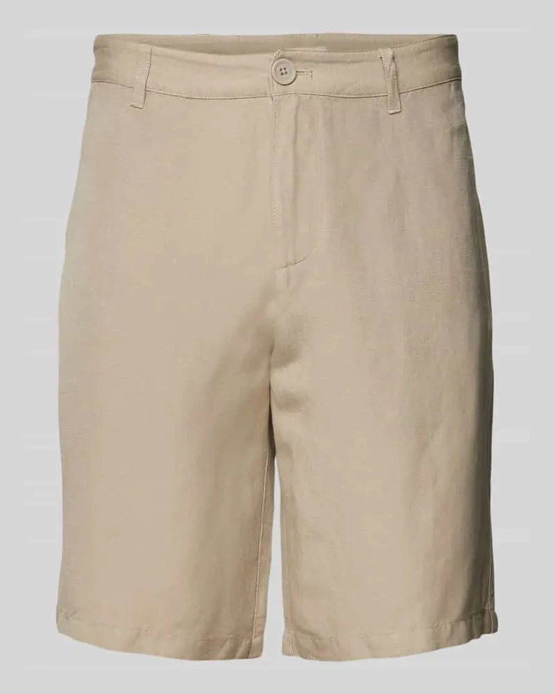 Armani Exchange Regular Fit Leinenbermudas mit Gürtelschlaufen Beige