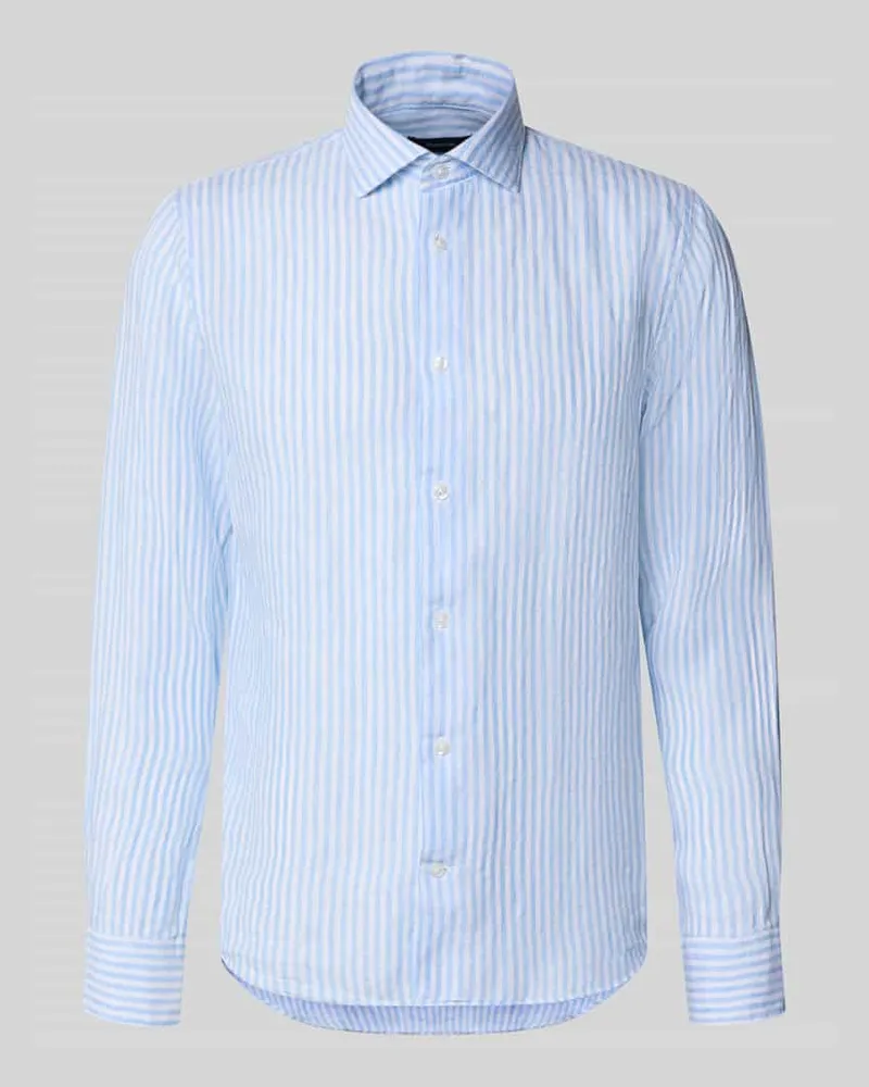 Matinique Modern Fit Freizeithemd aus Leinen mit Kentkragen Hellblau