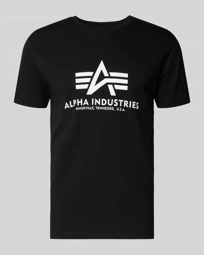 Alpha Industries T-Shirt mit Logo und Rundhalsausschnitt Black